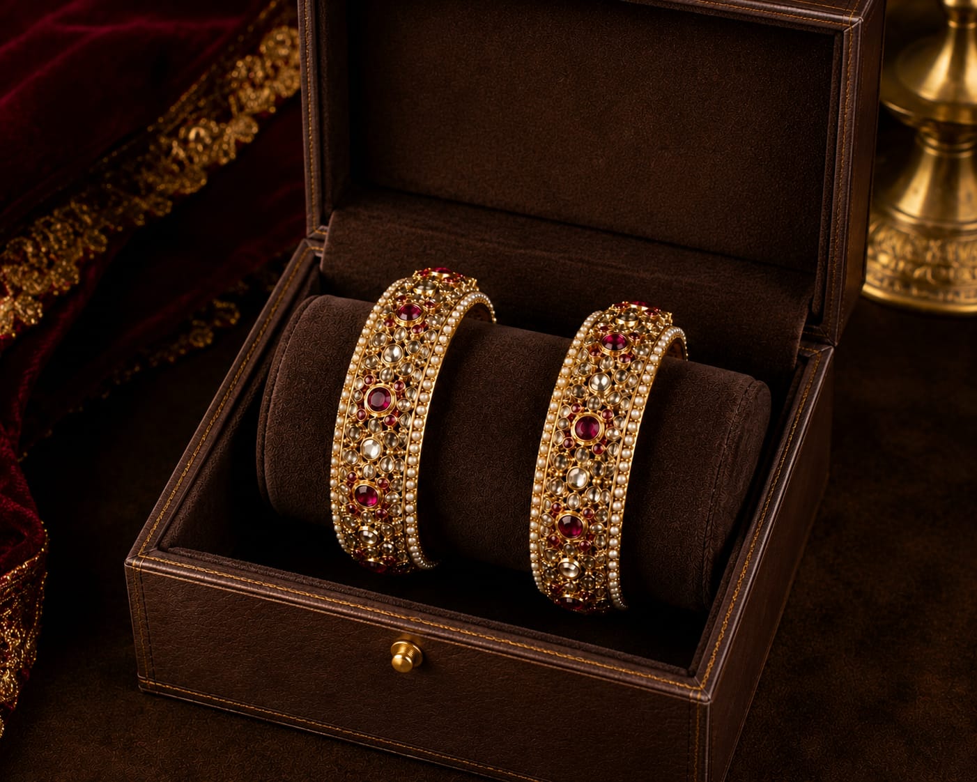 Ruby Polki Bangle Set (Pair)