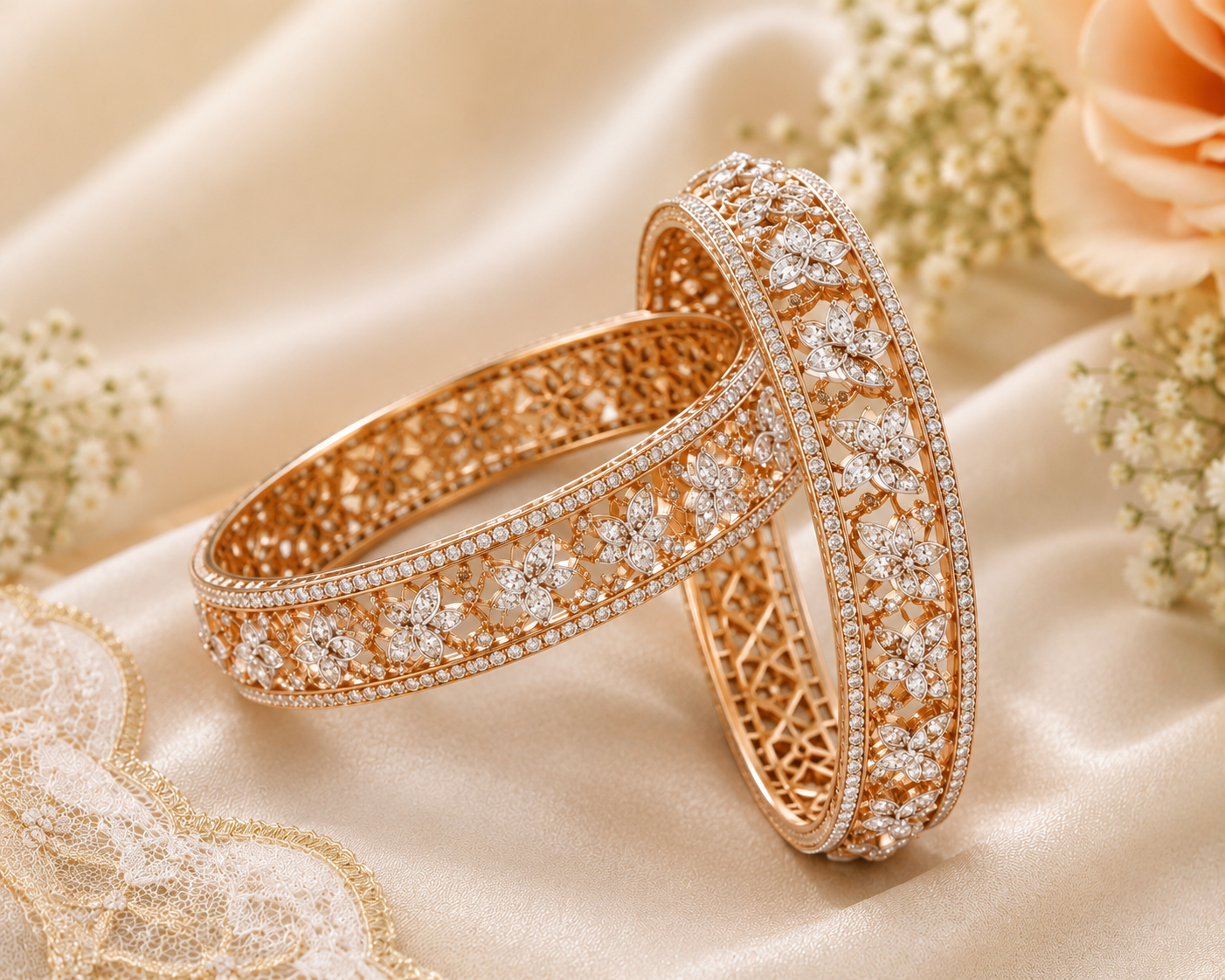 Diamond-Set Bridal Bangles