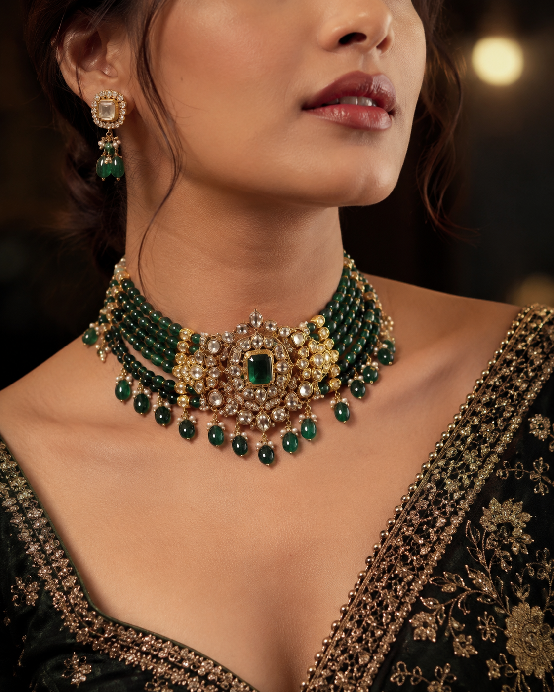 Emerald Beaded Choker