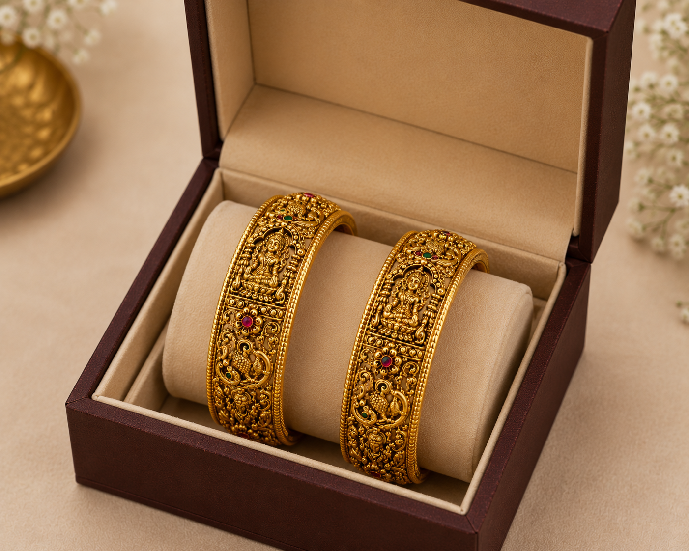 Temple Design Gold Bangles