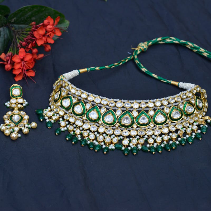 Polki Choker with Pearl Drop